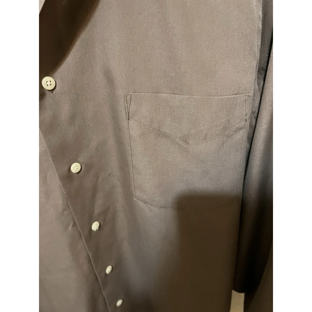 Men's Van Heusen dress Shirt button cuffs, Olive Green, 16 32/33GUC - Picture 2 of 9